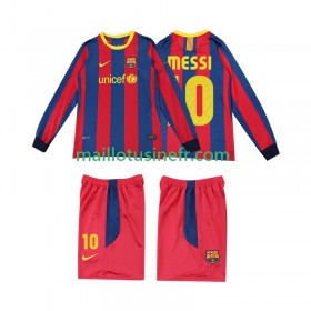 Maillot de Foot FC Barcelone Lionel Messi 10 2010 2011 Domicile Retro Manches Longues - Enfant